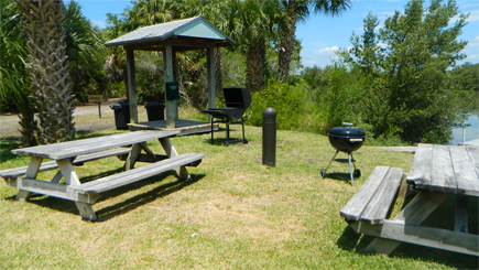 picnic area with barbeque grill
