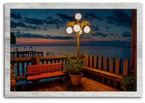 The view from our courtyard at sunset.